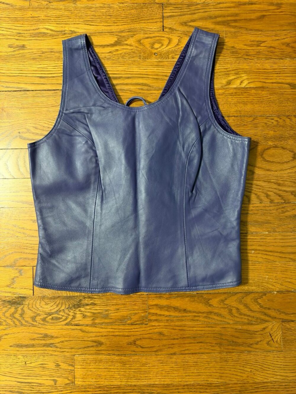 Purple Leather Crop Top - Size Large